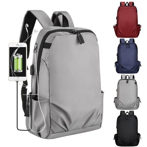 Wholesale Sleek Gray Anti-Theft USB Charging Laptop Backpack