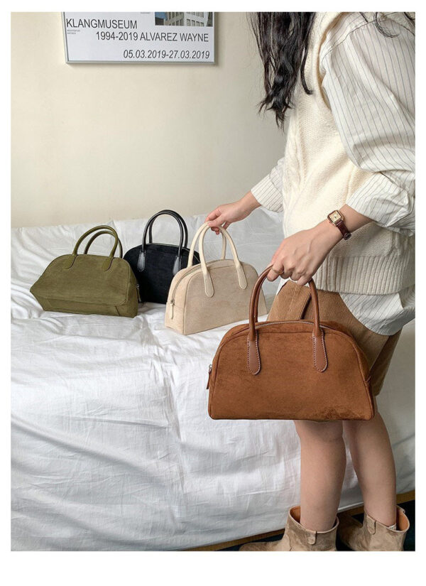 Maillard Vintage Suede Boston Bag - Oversized Matte Finish Leather Tote