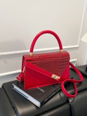 Trendy Color-Block Stone-Pattern Mini Square Bag