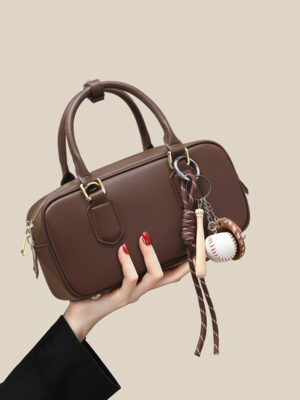 Genuine Leather Boston Pillow Bag - Convertible Crossbody & Top-Handle Purse