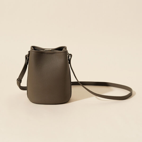 Genuine Leather Bucket Bag - Minimalist Crossbody Purse