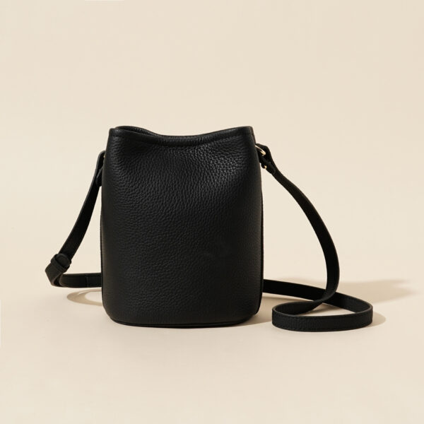 Genuine Leather Bucket Bag - Minimalist Crossbody Purse