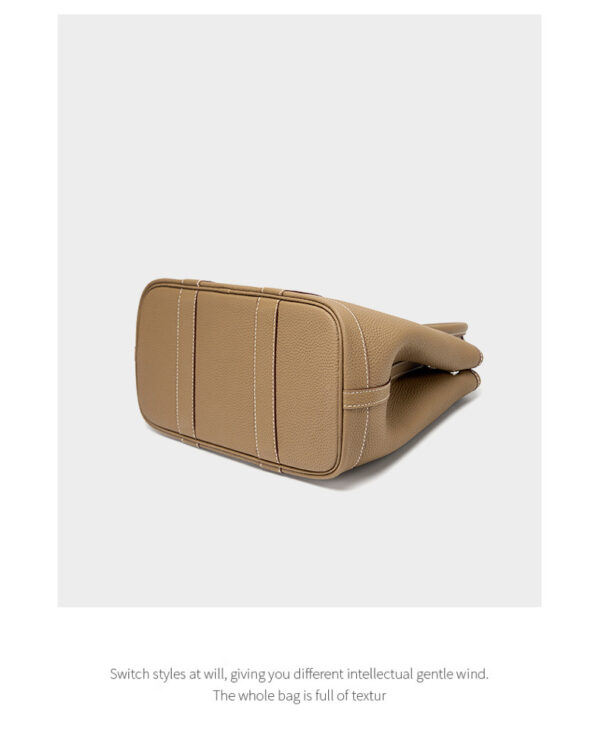 Genuine Leather Bucket Tote - Convertible Crossbody & Shoulder Shopper