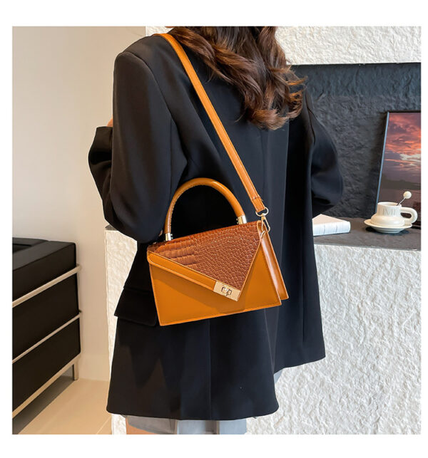 Trendy Color-Block Stone-Pattern Mini Square Bag
