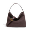 Women's Woven Leather Hobo Bag, Stylish Minimalist Handbag for Everyday Chic