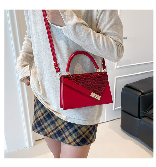 Trendy Color-Block Stone-Pattern Mini Square Bag