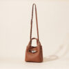 Genuine Leather Lychee-Pattern Basket Bucket Bag