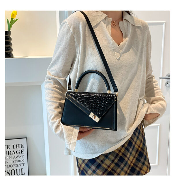 Trendy Color-Block Stone-Pattern Mini Square Bag