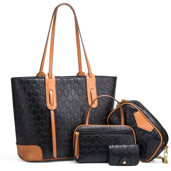 4-in-1 Leather Tote Set: Large Tote, Crossbody, Clutch & Pouch