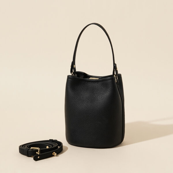 Genuine Leather Bucket Bag - Minimalist Crossbody Purse