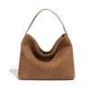 Women's Woven Leather Hobo Bag, Stylish Minimalist Handbag for Everyday Chic