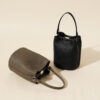 Genuine Leather Bucket Bag - Minimalist Crossbody Purse