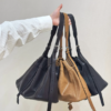 Genuine Sheepskin Drawstring Bucket Bag – Women’s Soft Leather Shoulder Bag