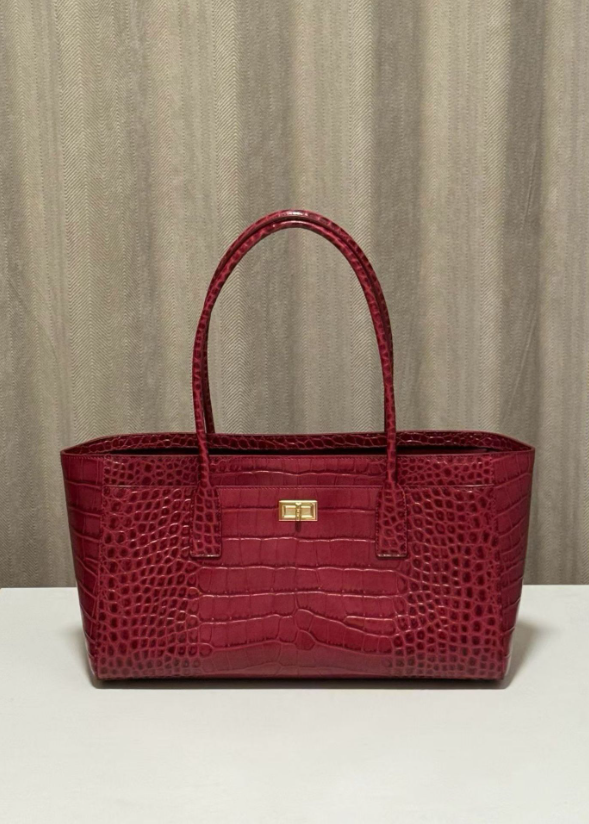 Crocodile Embossed Top Grain Leather Tote Bag – JD-78866