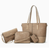 Women's 4-Piece Textured PU Leather Tote Bag Set