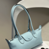 Women's Top-Grain Cowhide Shoulder Bag with Exterior Pocket