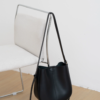 Women's Soft Split Cowhide Leather Bucket Shoulder Bag