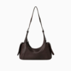 Vintage Genuine Leather Pillow Shoulder Bag – Contrast Stitch Women’s Handbag