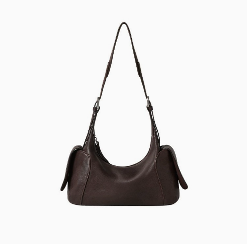 Vintage Genuine Leather Pillow Shoulder Bag – Contrast Stitch Women’s Handbag