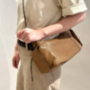 Vintage Genuine Leather Pillow Shoulder Bag – Contrast Stitch Women’s Handbag