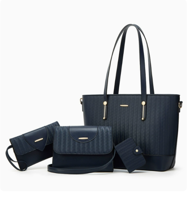 3e2a041b1b5bbe5acb2e5712fe6d28b4 Women's 4-Piece PU Leather Bag Set with Woven-Texture Detail