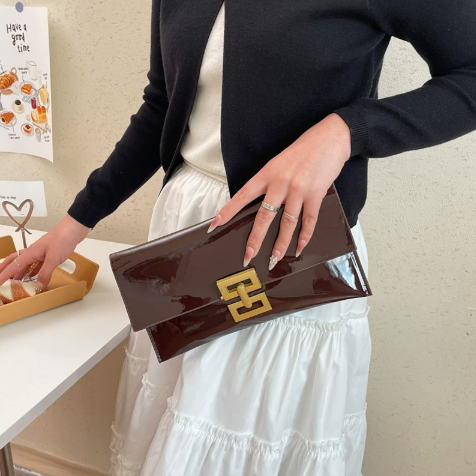 PU Leather Oriental-Inspired Clutch Evening Bag