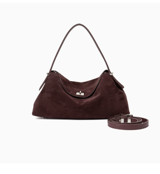Women's Genuine Leather Shoulder & Crossbody Bag with Clasp Closure