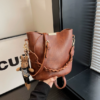 Women's Vintage-Style PU Leather Bucket Shoulder Bag