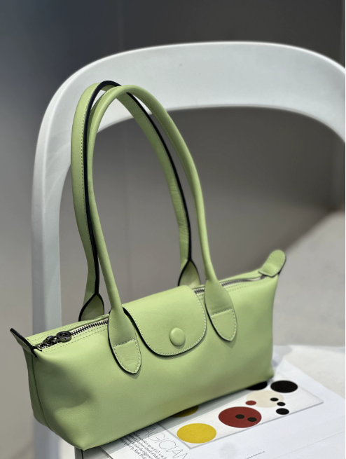 Women's Top-Grain Cowhide Shoulder Bag with Exterior Pocket