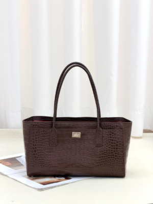Crocodile Embossed Top Grain Leather Tote Bag – JD-78866