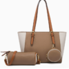 565b864648fb25a6d5e1c4fc0d6cd2bc Women's 3-Piece PU Leather Tote Bag Set with Contrast Trim