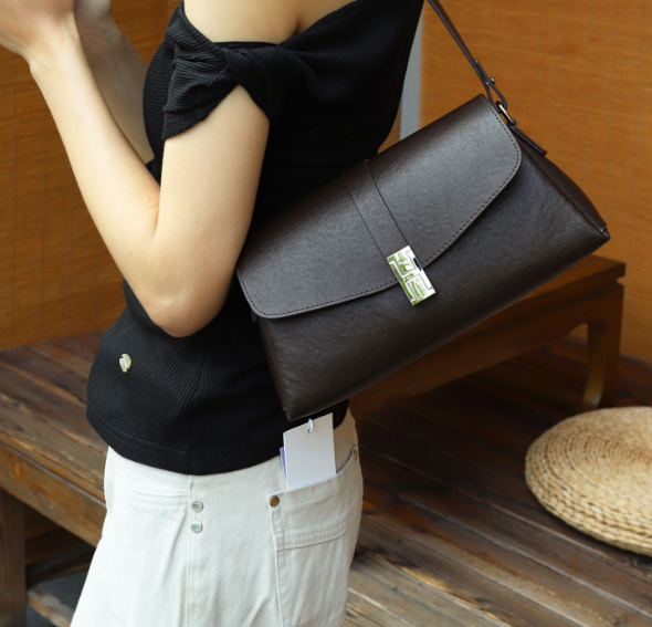 Top Grain Leather Slouch Shoulder Bag – Minimalist Women’s Underarm Handbag