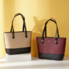 Color-Block Tote Bag for Women 3-Piece Set PU Leather Shoulder Handbag with Tassel Pendant