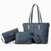 Women's 4-Piece Textured PU Leather Tote Bag Set