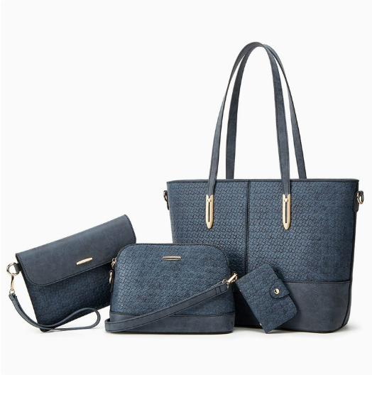 Women's 4-Piece Textured PU Leather Tote Bag Set