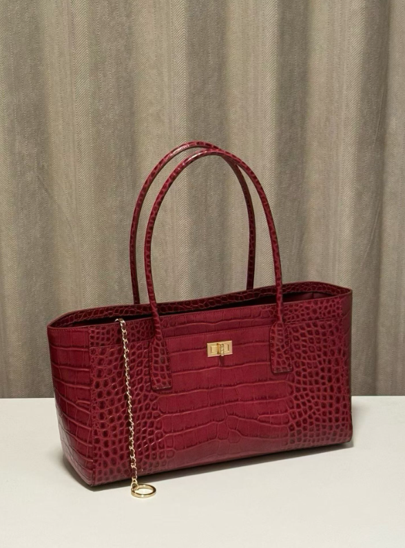 Crocodile Embossed Top Grain Leather Tote Bag – JD-78866
