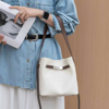 7753a315a07af30d58db9b4ff6d8eea2 Women's Split Cowhide Leather Bucket Shoulder Bag