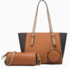 7b343c41f96765bec9d8dd2a5f4fdd3f Women's 3-Piece PU Leather Tote Bag Set with Contrast Trim