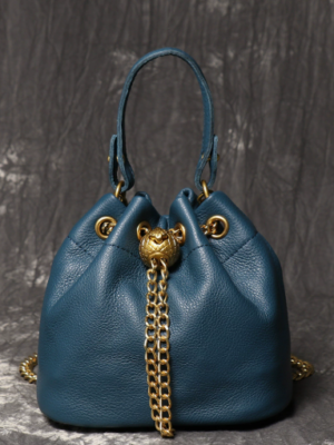 7b82890d17ef07a42325432b6b9bc85a Women's Mini Top-Grain Cowhide Bucket Bag with Chain Drawstring