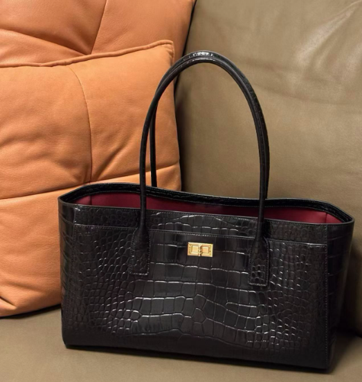 Crocodile Embossed Top Grain Leather Tote Bag – JD-78866