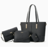 Women's 4-Piece Textured PU Leather Tote Bag Set