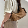 Vintage Genuine Leather Pillow Shoulder Bag – Contrast Stitch Women’s Handbag