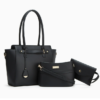 926f79d13981bbe832fbd639cb9c3026 Women's 3-Piece PU Leather Tote Bag Set with Belt Detail