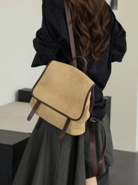 95710a7a976b406a226be37d6d61f2a7 Vintage Suede Cowhide Flap Women’s Backpack
