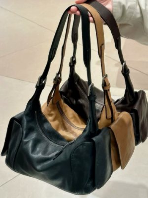 9f0439b1fc793ee2c4ab27e1c3331630 Vintage Genuine Leather Pillow Shoulder Bag – Contrast Stitch Women’s Handbag
