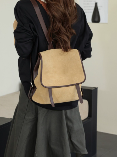 a5438eec086799a3f48a26a3846f13f3 Vintage Suede Cowhide Flap Women’s Backpack