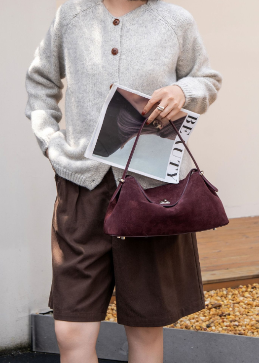 Women's Genuine Leather Shoulder & Crossbody Bag with Clasp Closure