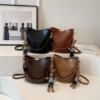 Women's Vintage-Style PU Leather Bucket Shoulder Bag