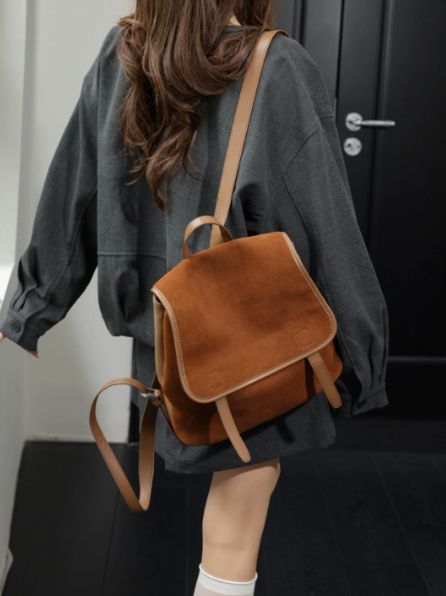 ac0389f78635d16aefe3dadc0db1e2fd Vintage Suede Cowhide Flap Women’s Backpack