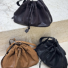 Genuine Sheepskin Drawstring Bucket Bag – Women’s Soft Leather Shoulder Bag